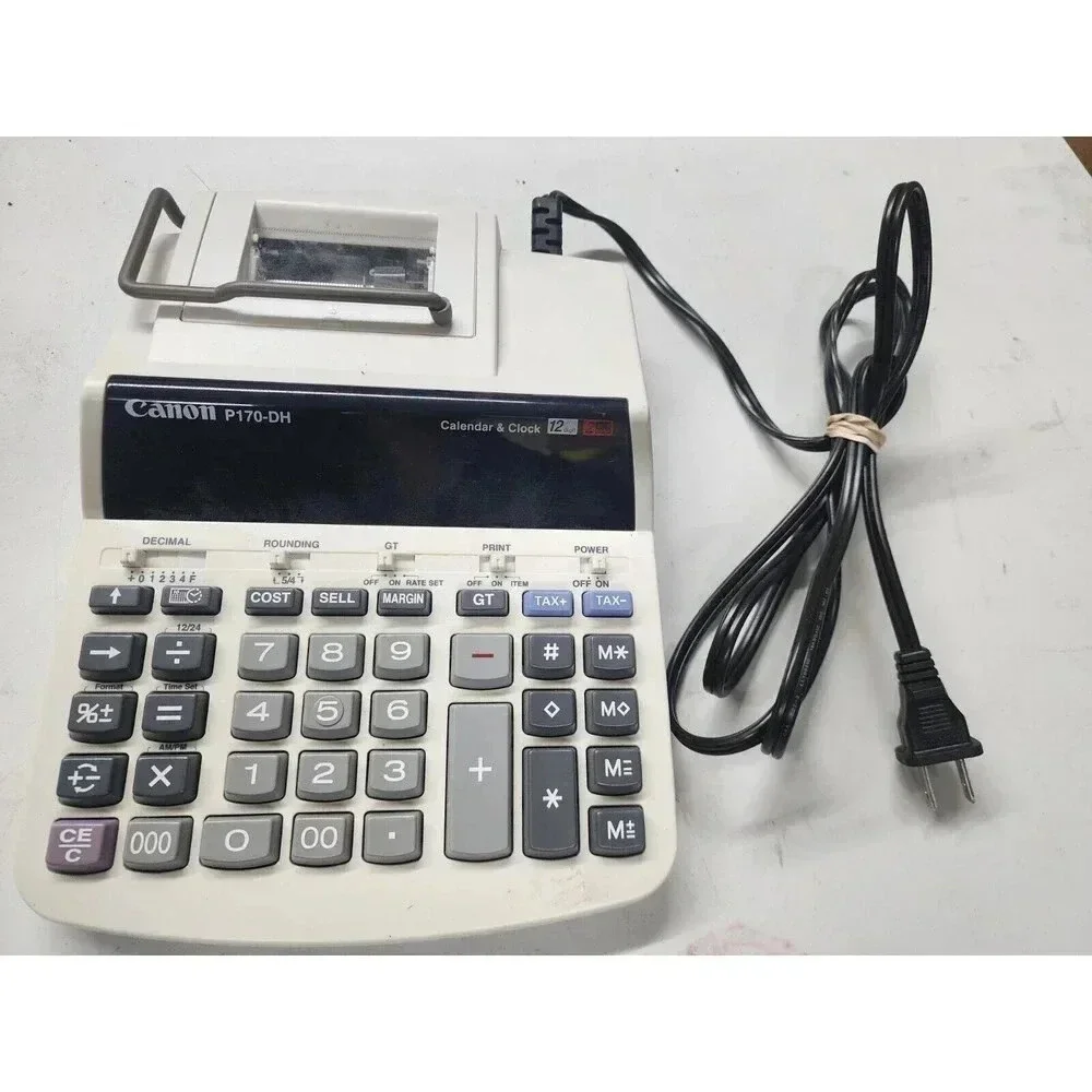 Canon P170-DH Desktop Electronic Printer 12 Digit Calculator Clock & Calendar